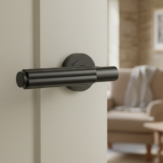 Black Lever on Rose Door Handles