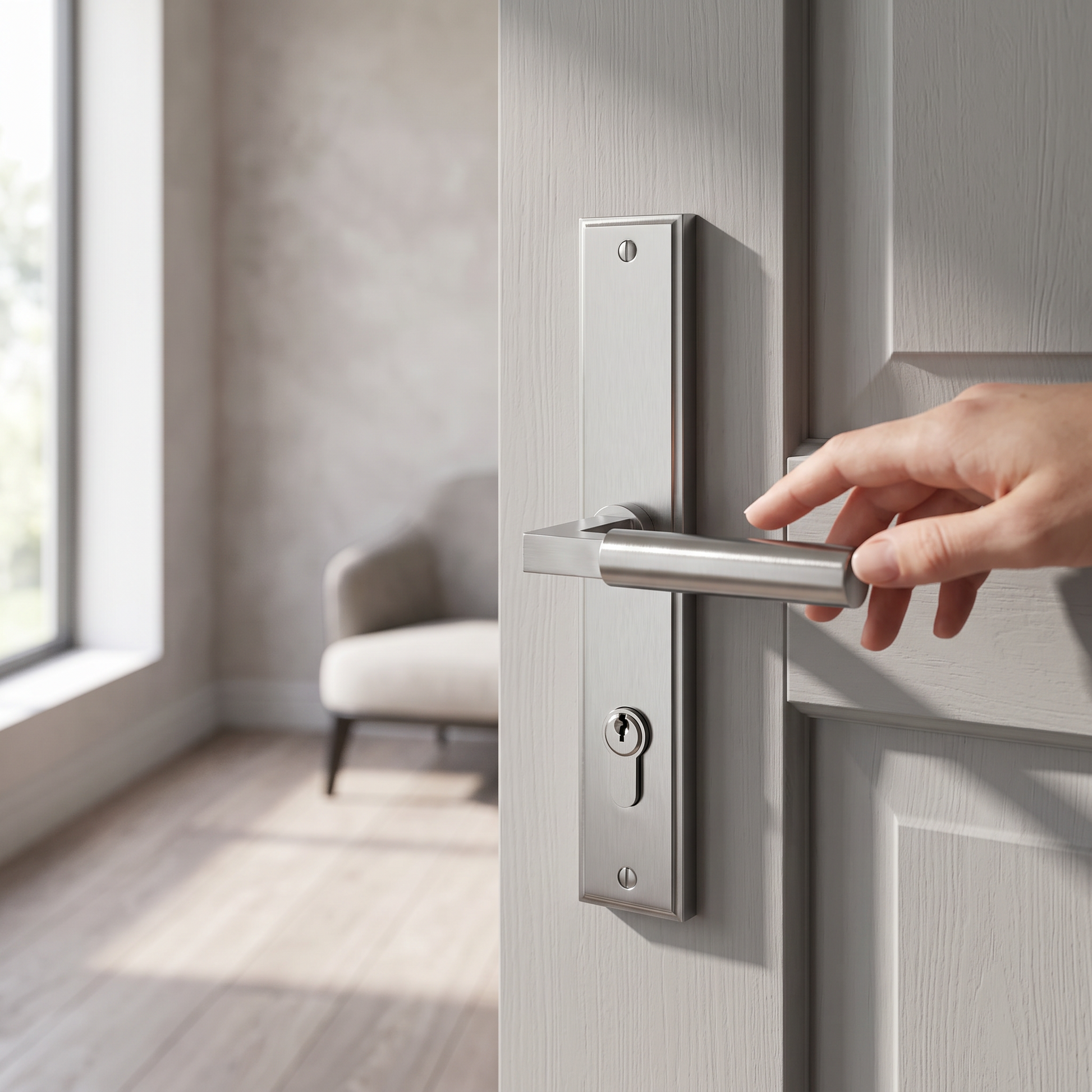 Satin Chrome Bauhaus Multipoint Door Handles Right Hand