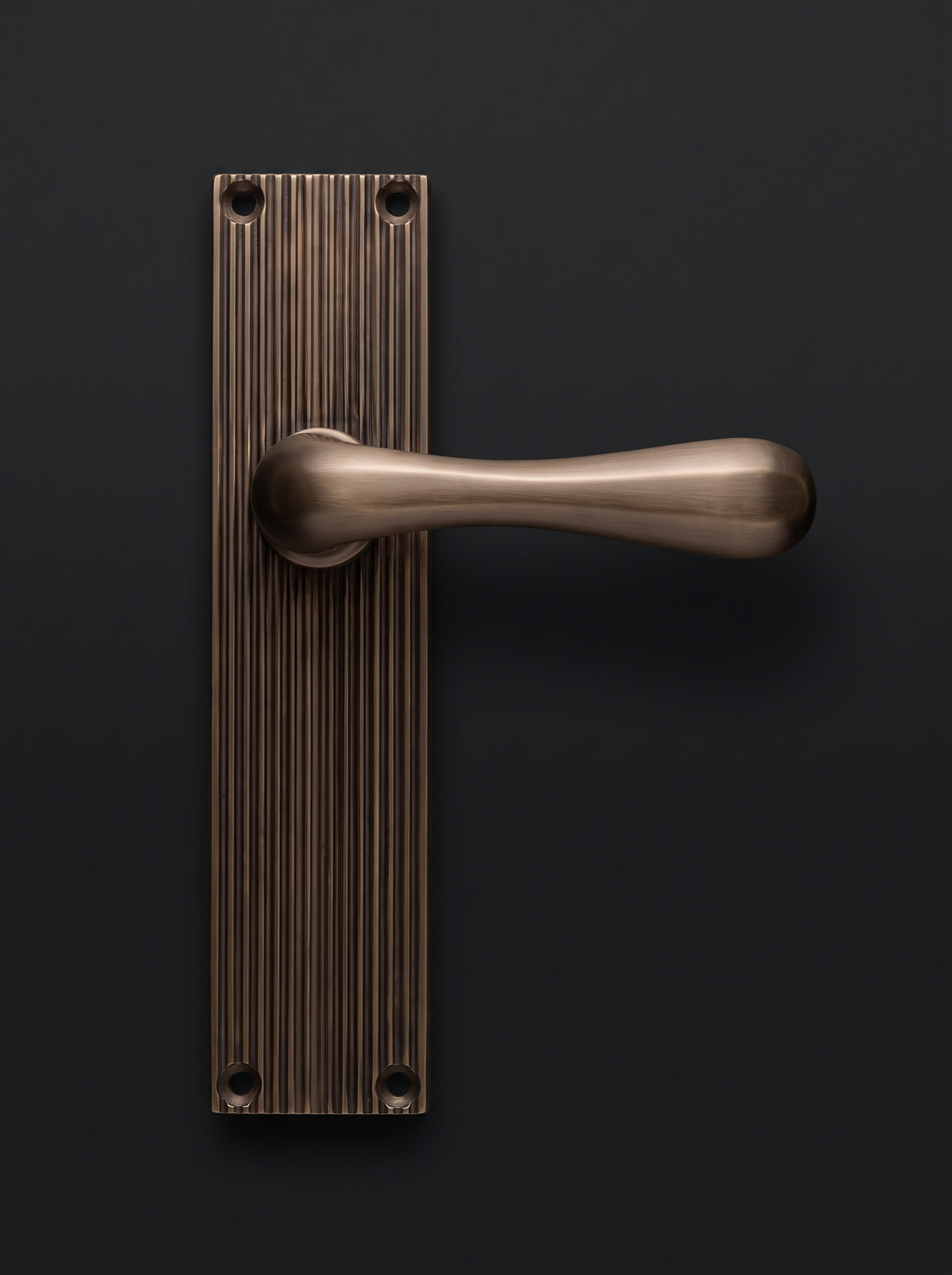 Charlbury Reeded Matt Bronze Latch Door Handles RR3010