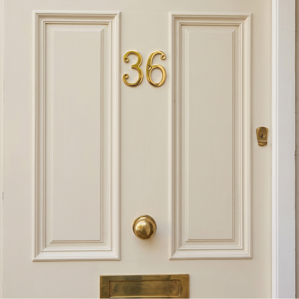 Polished Brass Screw Fixed Front Door Numbers 0-9 3in (76mm) C1560
