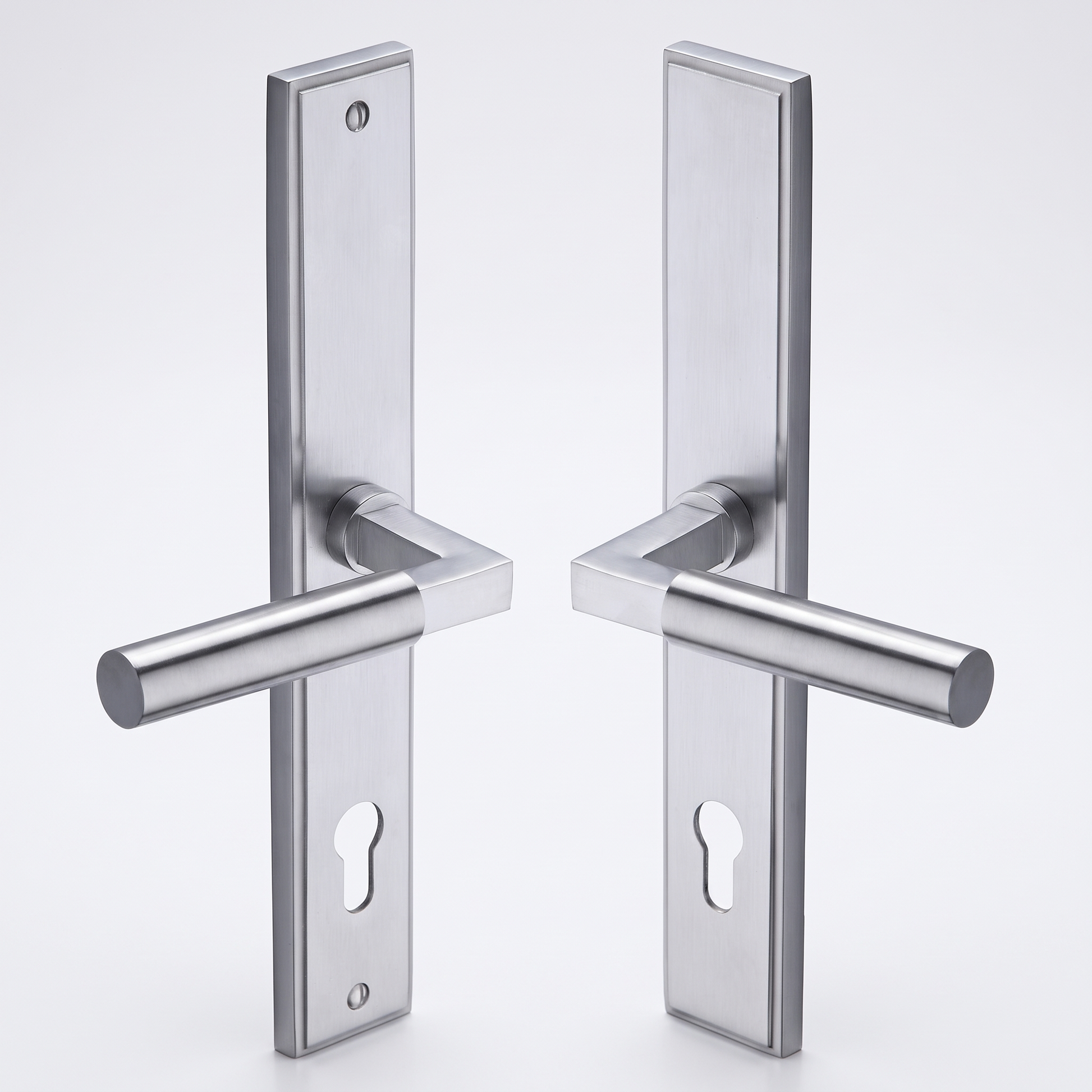 Satin Chrome Bauhaus Multipoint Door Handles Right Hand