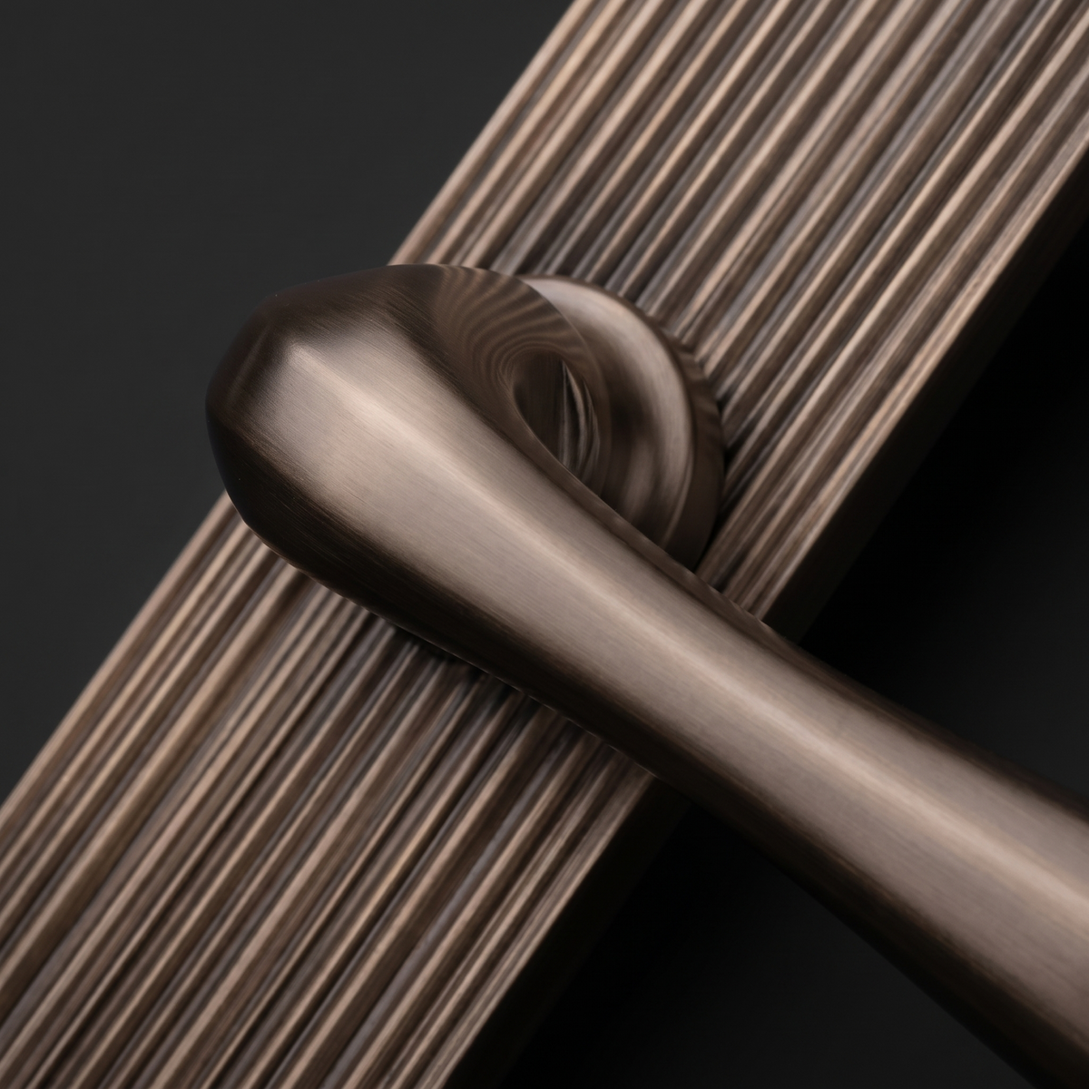Charlbury Reeded Matt Bronze Latch Door Handles RR3010