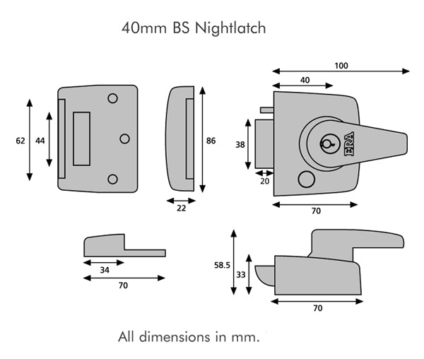 Era British Standard High Security Nightlatch Narrow Style