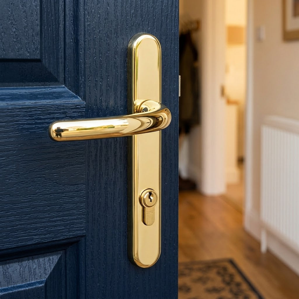 Fab and Fix Balmoral Hardex Gold uPVC Door Handles 92mm Centres