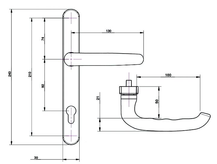 Fab and Fix 316 Stainless Steel uPVC Door Handles 92mm Centres