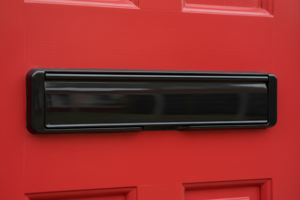 Fab and Fix Nu Mail Edge Black Telescopic uPVC Letter plate 310x68mm