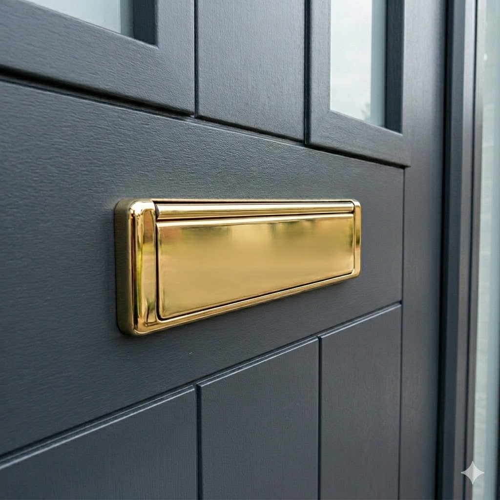 Fab and Fix Nu Mail Telescopic uPVC Letter plate 310x76mm Hardex Gold