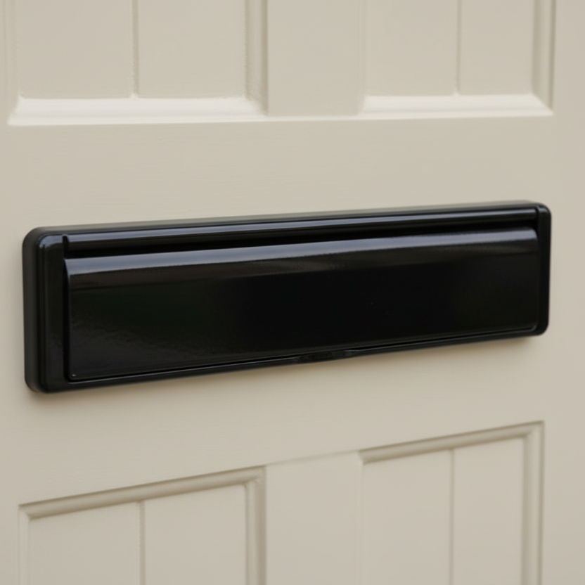 Fab and Fix Nu Mail Telescopic uPVC Letter plate 310x76mm Smooth Black