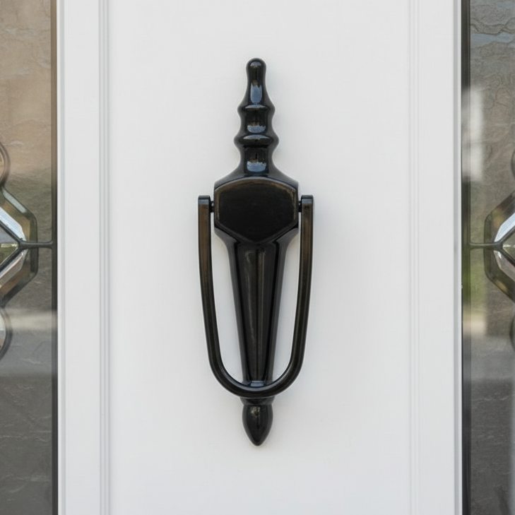 Fab and Fix Victorian Smooth Black Slim Urn uPVC Door Knocker 200x55mm