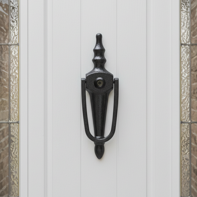 Fab&Fix Victorian Antique Black Slim Face Fix Urn uPVC Door Knocker 200x55mm