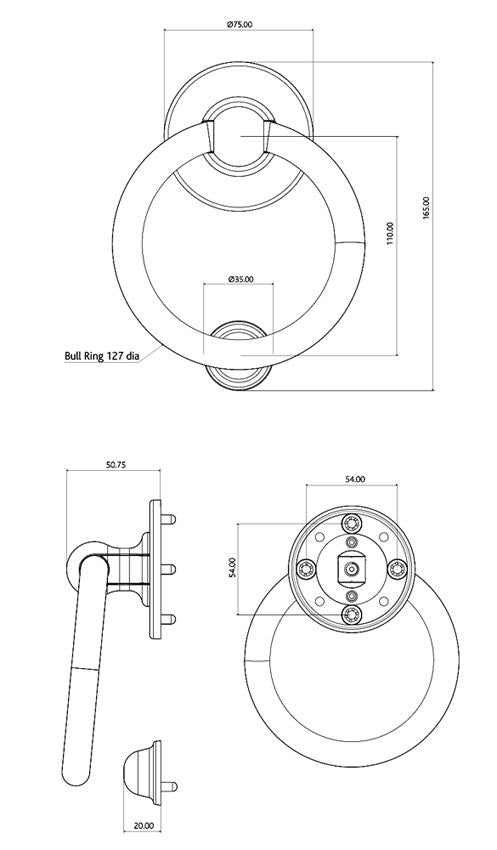 Fab and Fix Heritage Bull Ring uPVC Door Knocker Hardex Graphite