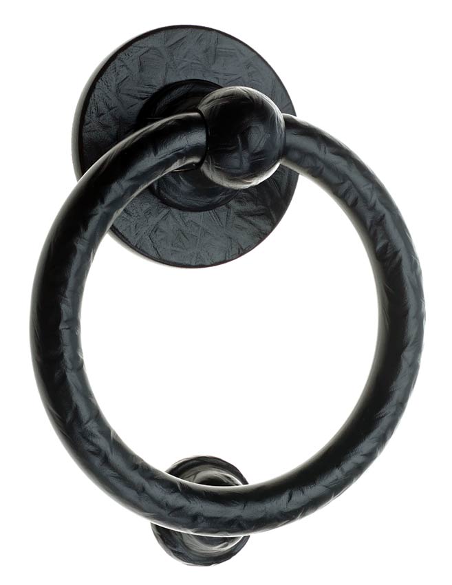 Fab and Fix Heritage Bull Ring Knocker Forged Black