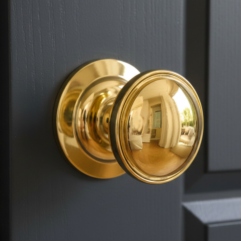 Fab and Fix Decorative Brass uPVC Centre Door Knob 75mm Hardex Gold