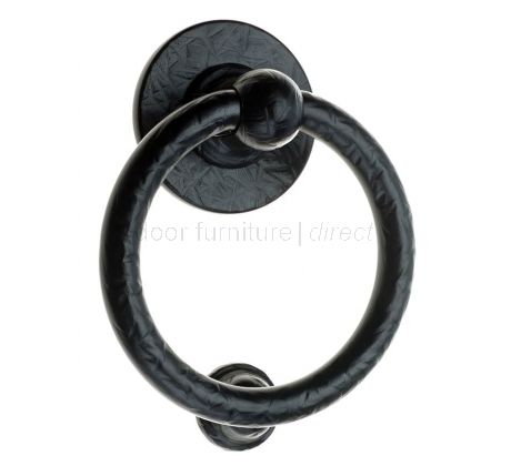 Fab and Fix Heritage Bull Ring Knocker Forged Black