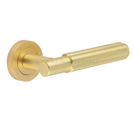Satin Brass Bloom Lever on Rose Door Handles JV848SB