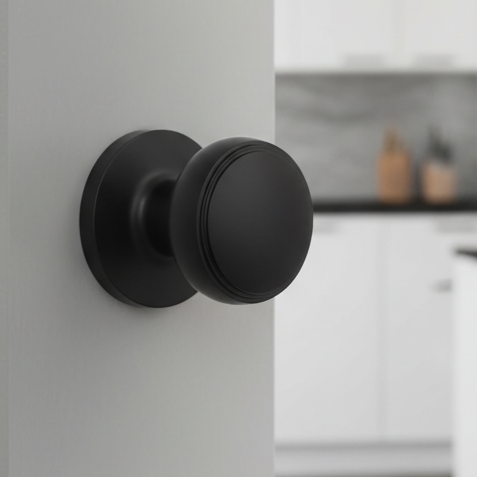 Matt Black Classic Mortice Door Knobs 60mm