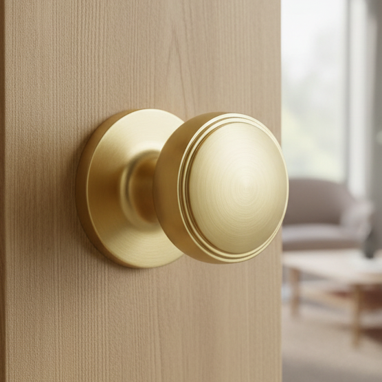 Satin Brass Classic Mortice Door Knobs 60mm