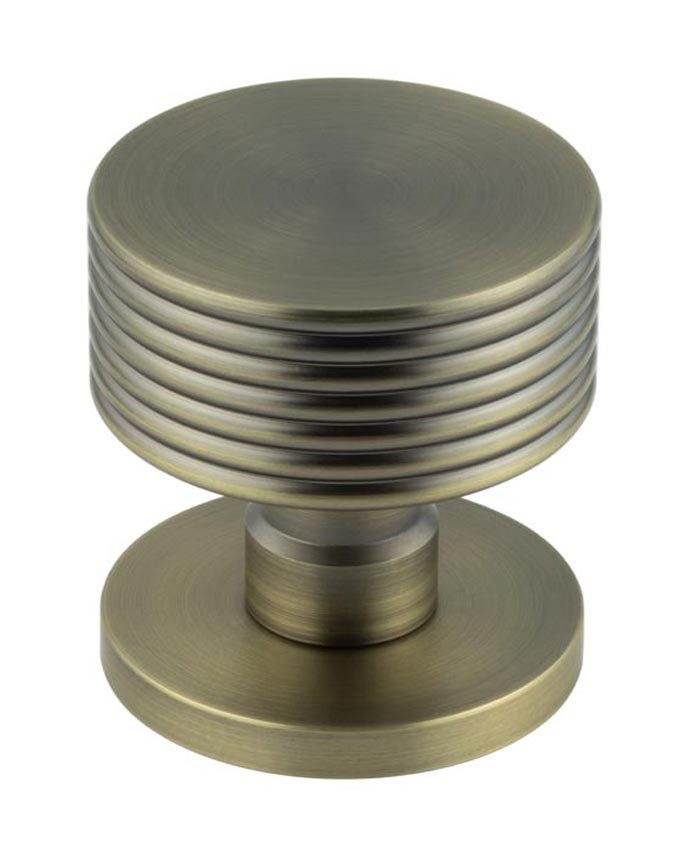 Antique Brass Ribbon Mortice Door Knobs 60mm