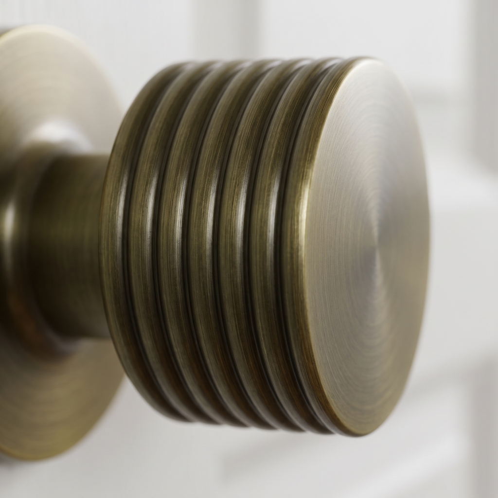 Antique Brass Ribbon Mortice Door Knobs 60mm