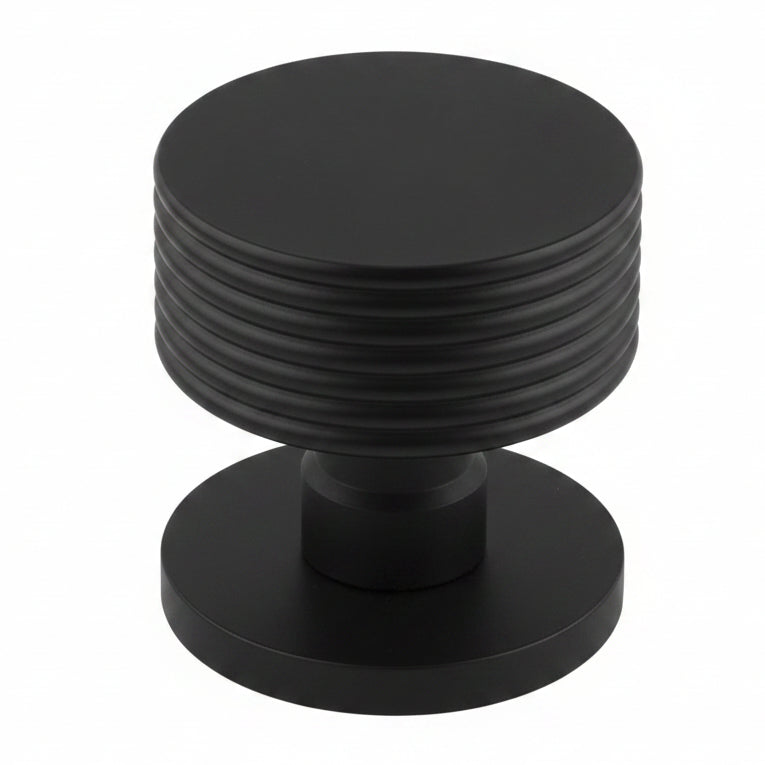 Matt Black Ribbon Mortice Door Knobs 60mm
