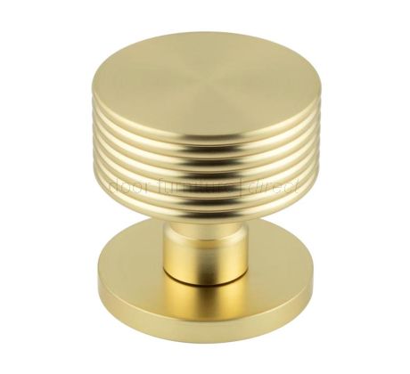 Satin Brass Ribbon Mortice Door Knobs 60mm