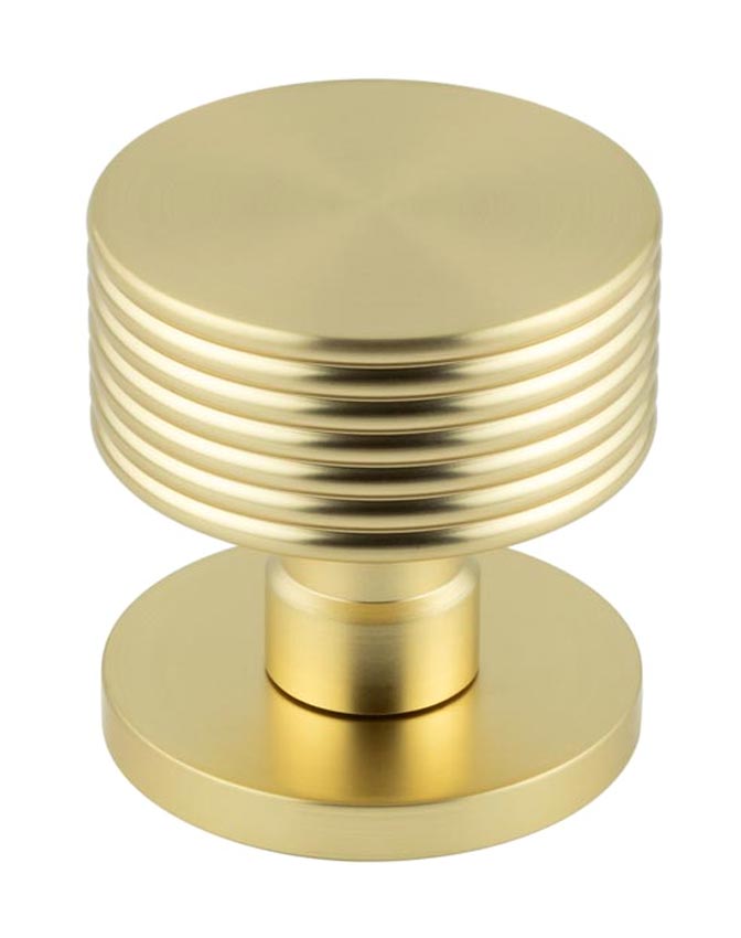 Satin Brass Ribbon Mortice Door Knobs 60mm