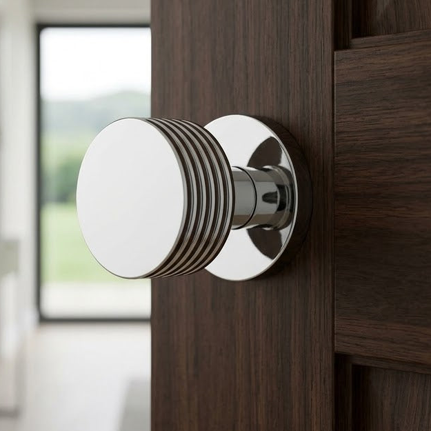 Polished Chrome Ribbon Mortice Door Knobs 60mm