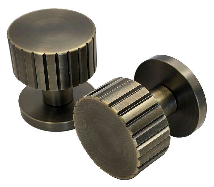 Antique Brass Cog Mortice Door Knobs 60mm