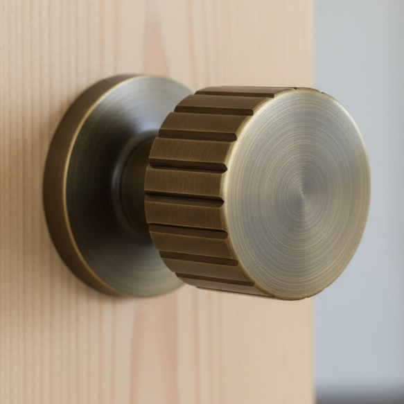 Antique Brass Cog Mortice Door Knobs 60mm