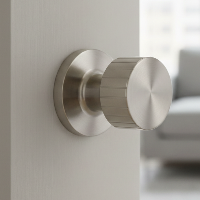 Satin Nickel Cog Mortice Door Knobs 60mm