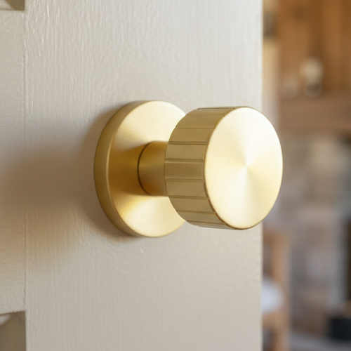 Satin Brass Cog Mortice Door Knobs 60mm