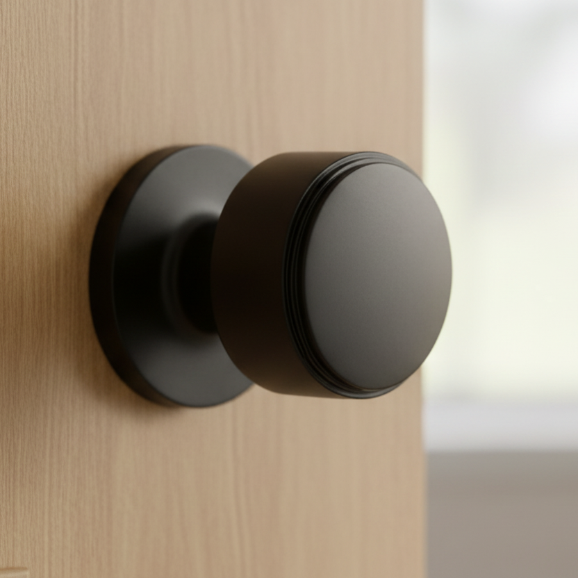 Matt Black Step Mortice Door Knobs 60mm