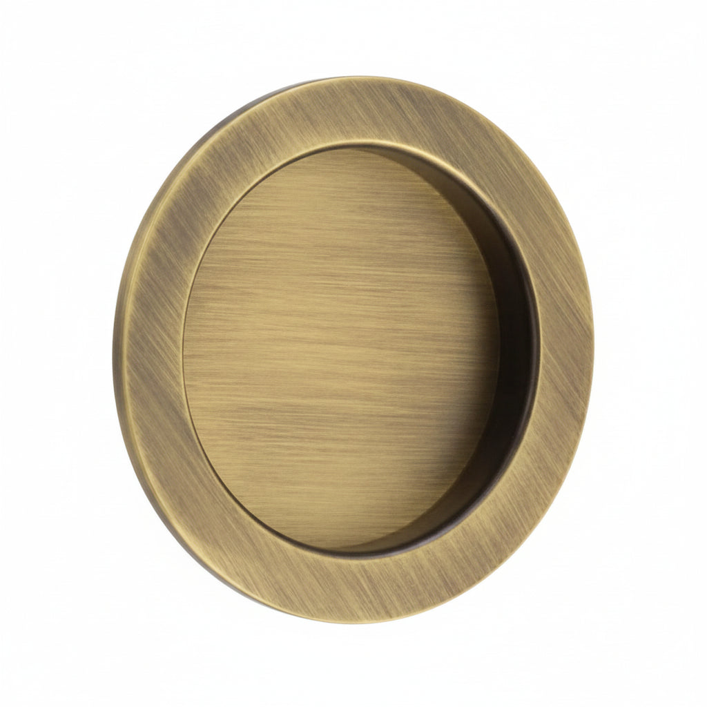 Circular Flush Pull 75mm Antique Brass BUR215AB