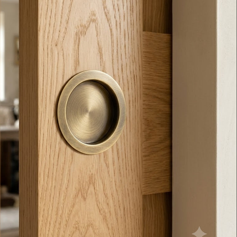 Circular Flush Pull 75mm Antique Brass BUR215AB