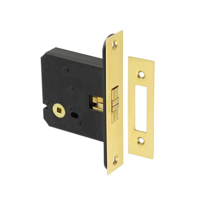 Polished Brass Sliding Bathroom Door Lock 76mm