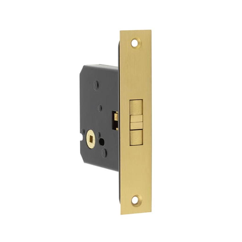 Satin Brass Sliding Bathroom Door Lock 76mm