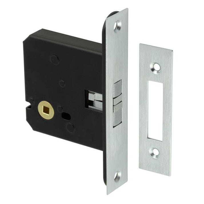 Satin Chrome Sliding Bathroom Door Lock 76mm