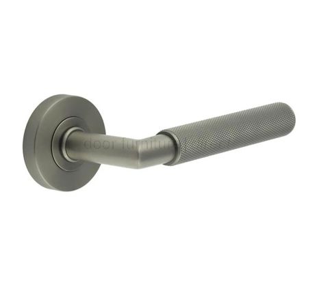 Gun Metal Diamond Knurled Lever on Rose Set