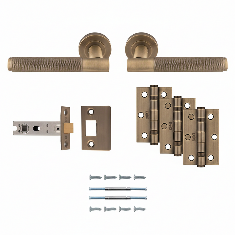 Lagos Antique Brass Door Handle Pack