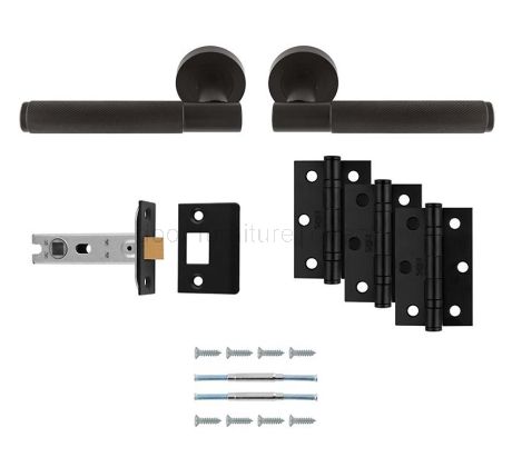 Lagos Matt Black Door Handle Pack