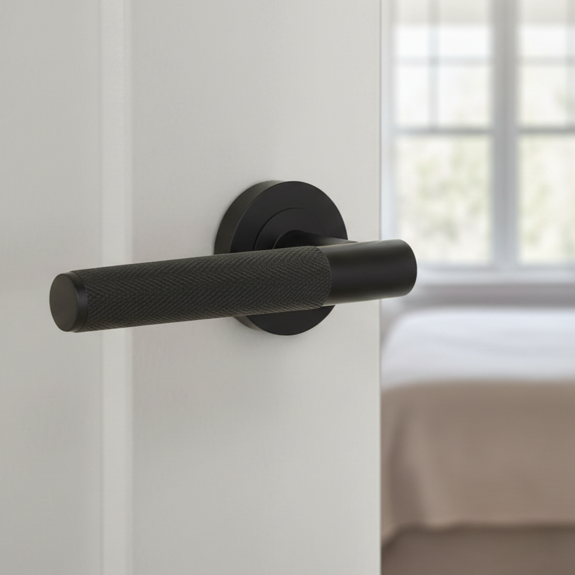 Lagos Matt Black Door Handle Pack