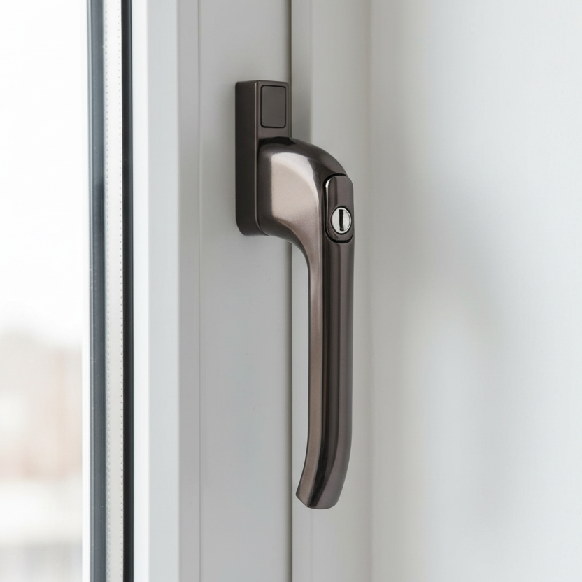 Architectural PVCU Inline Locking Window Handle Hardex Bronze