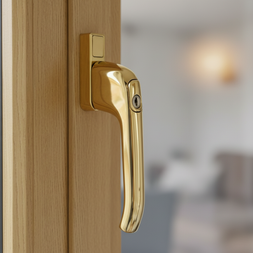 Architectural PVCU Inline Locking Window Handle Hardex Gold