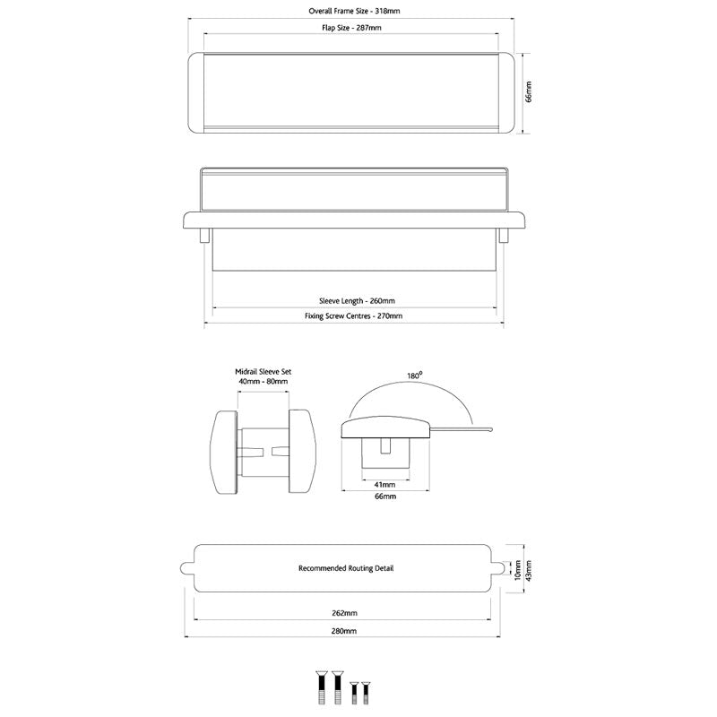 Stainless Steel Telescopic Letterplate 318x66mm