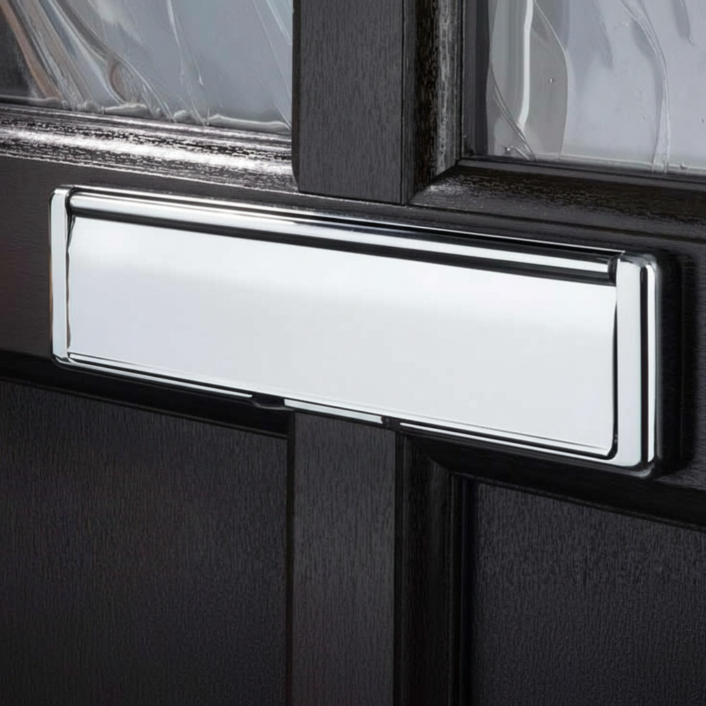 Nu Mail Shield External Letter Plate Hardex Chrome 310x76mm