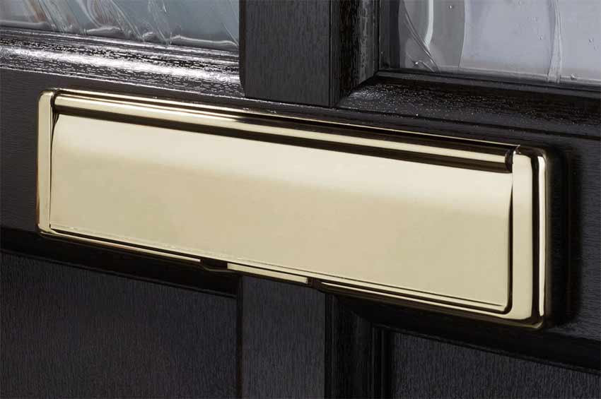 Nu Mail Shield External Letter Plate Hardex Gold 310x76mm