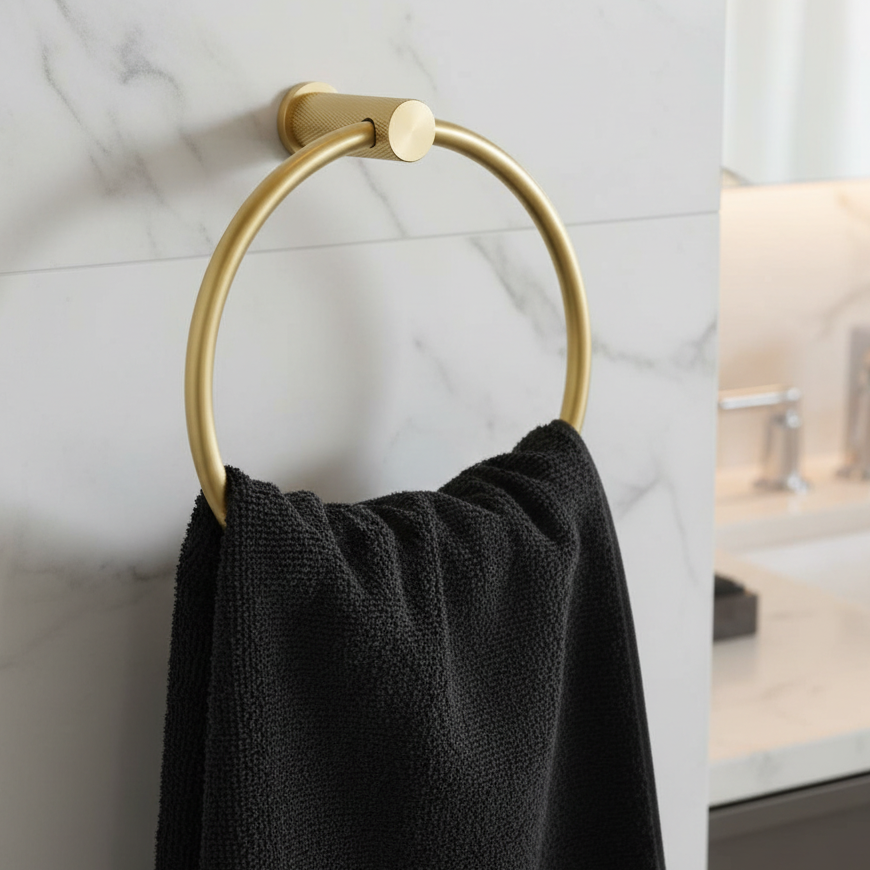 Brunel Satin Brass Knurled Towel Ring