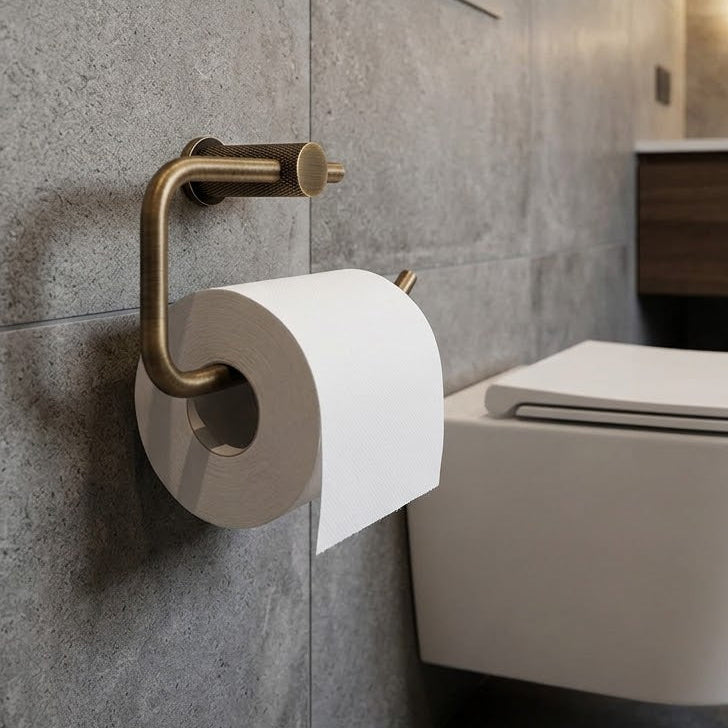 Brunel Antique Brass Knurled Toilet Roll Holder