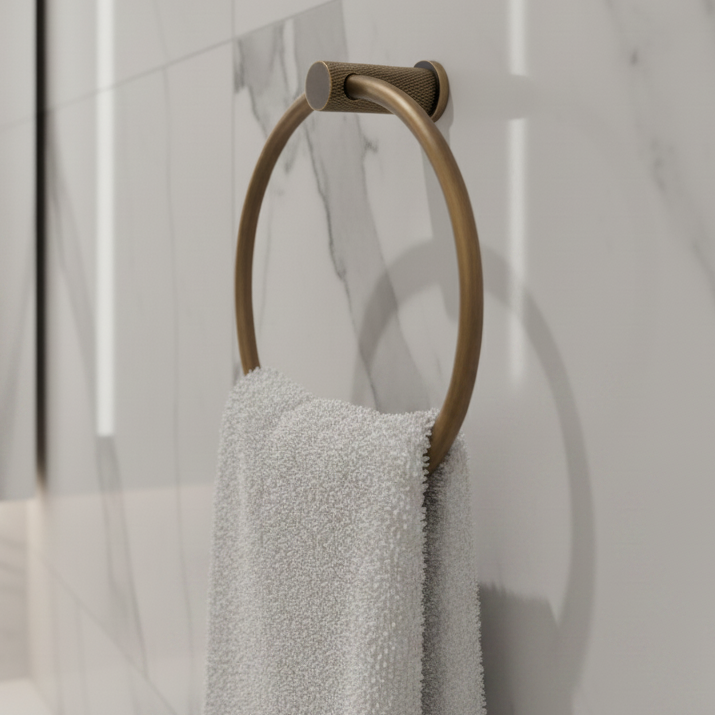 Brunel Antique Brass Knurled Towel Ring