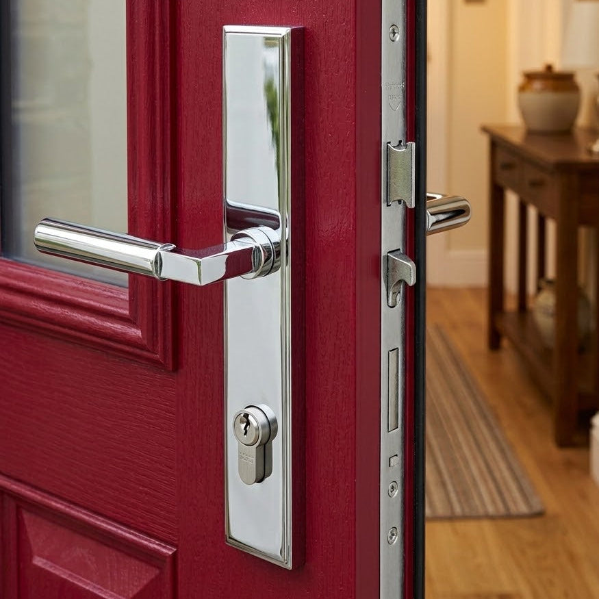 Polished Chrome Bauhaus Multipoint Door Handles Left Hand